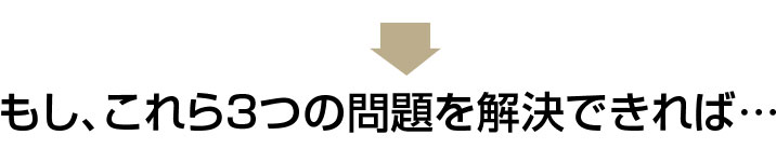 もし、これら3つの問題を解決できれば…